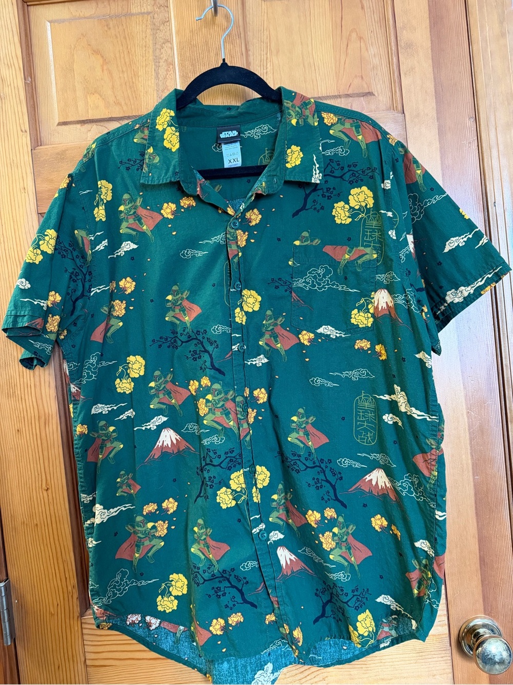 XXL Star Wars Boba Fett & Mount Fuji Print Short Sleeve Shirt